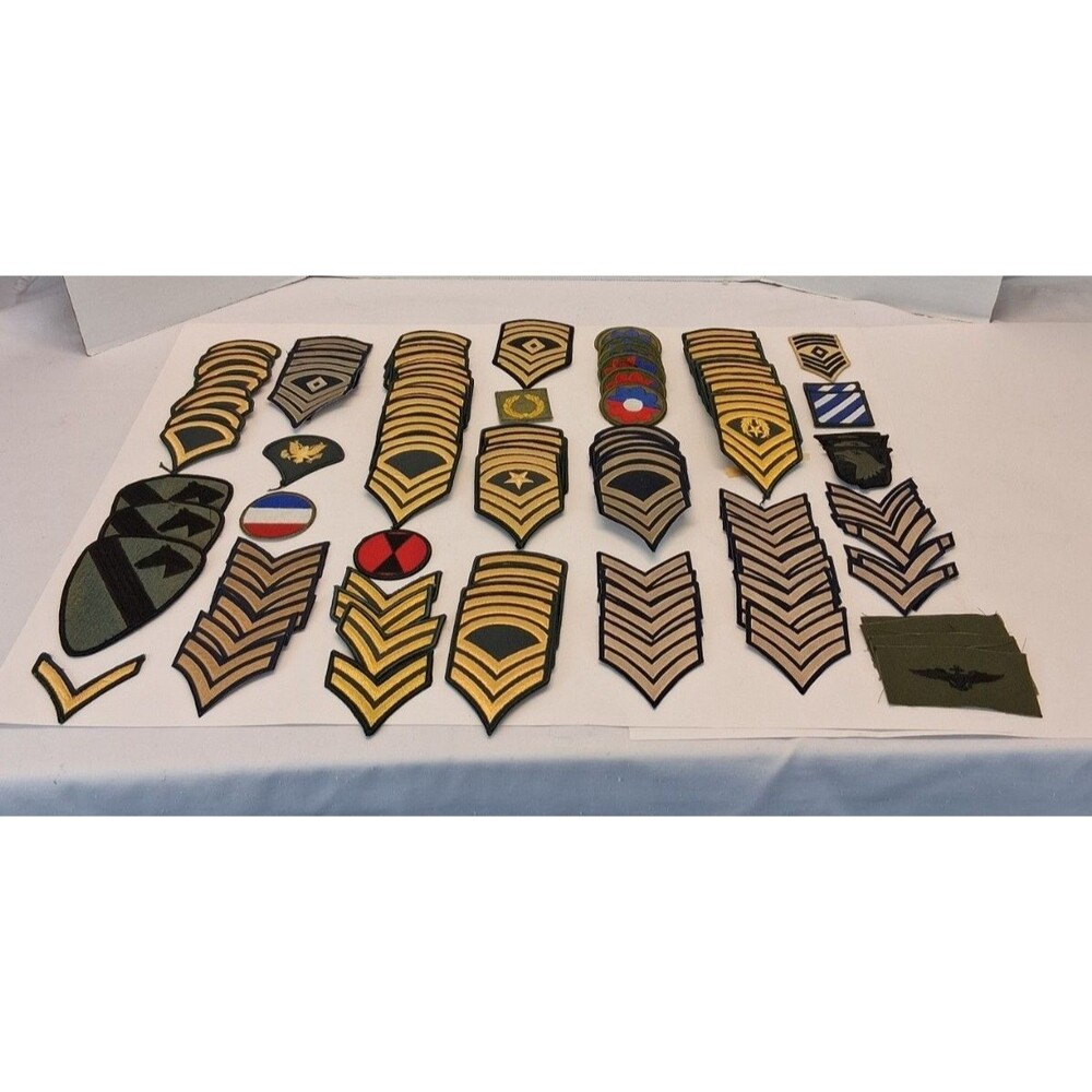 VTG Lot of 100+ Military Army Surplus Patches Rank Insignia Assorted Mixed NOS
